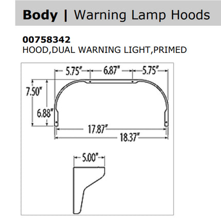 Blue Bird Bus Body Hood Shield Dual Warning Light Primed Box of (10)