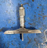 USED 0 to 9" Range Starrett 445 9 Rod Mechanical Depth Micrometer Wooden Case