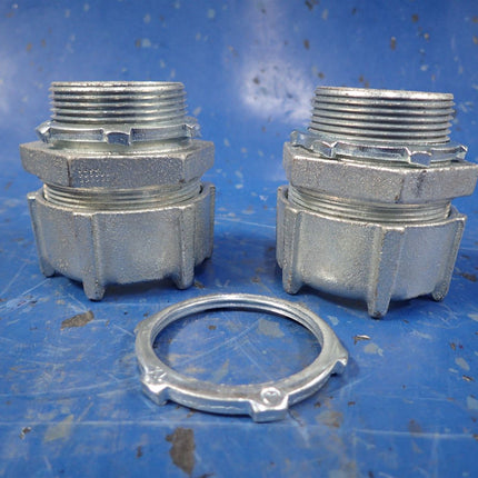Set of (2) 1 1/2" Liquidtight Flexible Metal Conduit Connector Fittings 5236 - getexcess