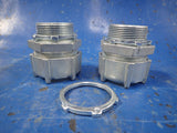 Set of (2) 1 1/2" Liquidtight Flexible Metal Conduit Connector Fittings 5236 - getexcess