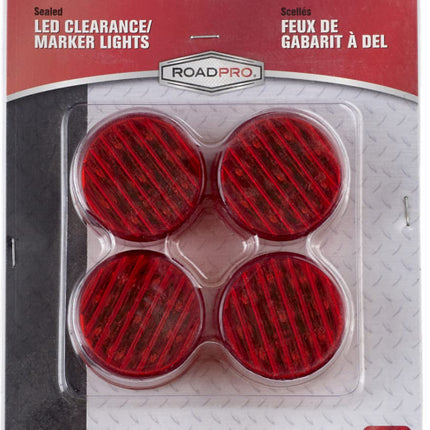RoadPro RP-1277R4P LED 2" Sealed Clearance Round Lights Red 4-pack RP1277R4P