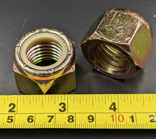 BOX OF 250 Nylock Zinc Yellow Nuts 7/9” - 9 x 1 1/4“ W x 1” H 845720 Hex Lock