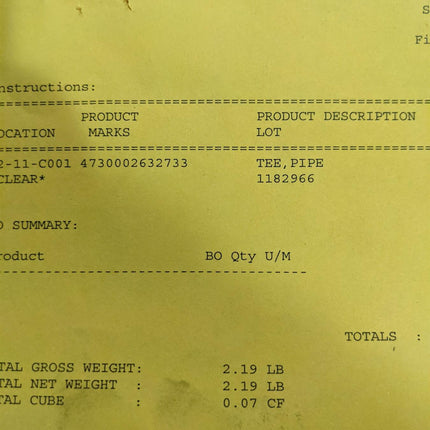 PACK OF TEN (10) PCS Pipe Tee 406163-005 Military 4730002632733