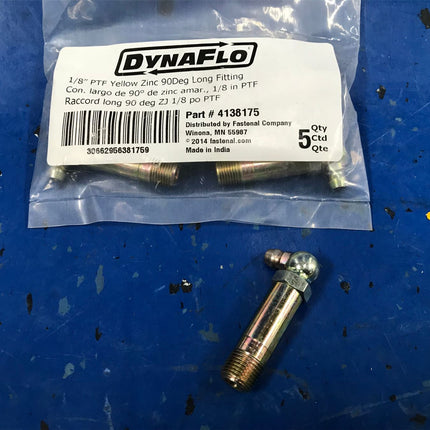 LOT OF (20) 1/8" PTF Yellow Zinc 90DEG Long Fitting Dynaflo 4138175 - getexcess