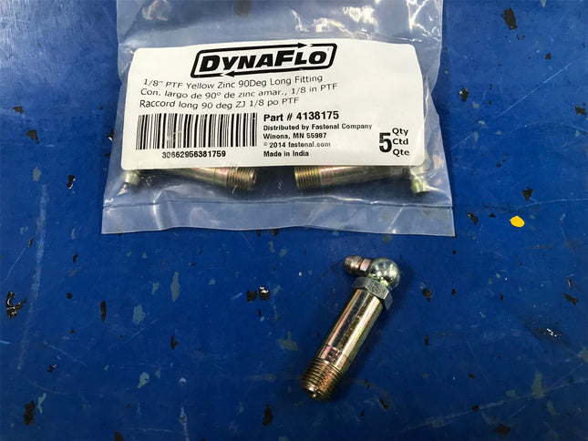 LOT OF (20) 1/8" PTF Yellow Zinc 90DEG Long Fitting Dynaflo 4138175 - getexcess