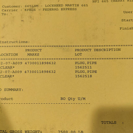 Pipe Plug 1850-T-150 Military 4730011898632