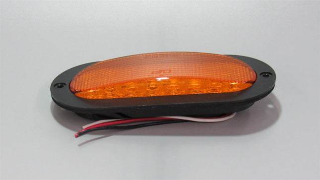 6" Oval Amber Orange LED Rear Turn Flange 3 Wire Red White Black