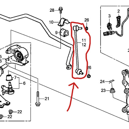 Genuine Honda Acura 51325-TX4-A01 Driver Front Left Stabilizer Sway Bar Link RDX