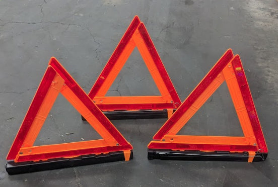 3 Pack Emergency Warning Road Safety Triangle Flare Kit Reflector Roadside Sign