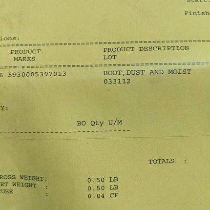 Dust and Moisture Seal Boot 6016774 Military 5930005397013