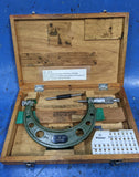 USED Mitutoyo 126-141 Screw Thread Micrometer 4-5” in Wooden Case