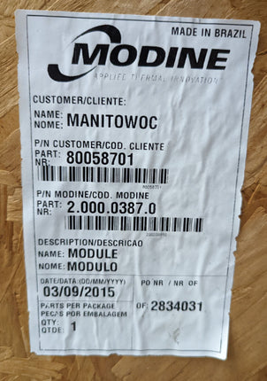 Manitowoc 80058701 Radiator Modine 2.000.0387.0