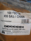 #35 Sash Chain Bright Zinc Plated Galvanized 106 Lbs Working Load Limit 100 Ft