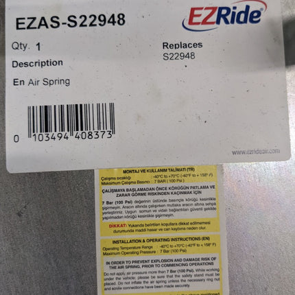 EZride Semi Truck Air Ride Spring Bag Heavy Duty Suspension fits Firestone W01-358-7136