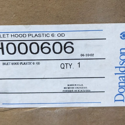 Donaldson H00-0606 Inlet Hood Plastic 6" WHITE H000606
