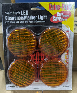 RoadPro RP-1279AP Amber 2.5" LED Round Sealed Light Pack of 4 Marker