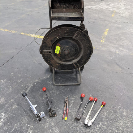 USED Strapping Cart Dispenser Signode Model DF-10-A + Cutter Crimper Sealer Strap Bander