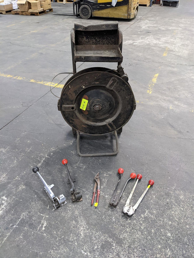 USED Strapping Cart Dispenser Signode Model DF-10-A + Cutter Crimper Sealer Strap Bander