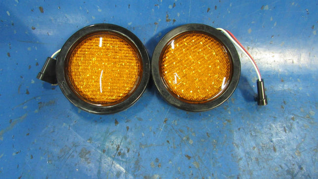 4" Round Amber LED Lights (2)  Stop Tail Turn Marker Truck Trailer 2 pcs