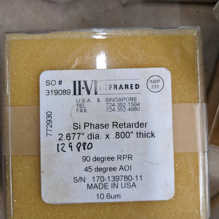 II-VI Infrared Si Phase Retarder 2.677" Dia x .800" Thk