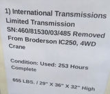 International Transmission Broderson Crane IC250 JCB Flywheel 4WD USED 253 Hours